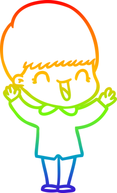 gökkuşağı gradyanı çizimi bir insan tarafından çizilmiş mutlu bir çizgi film çocuğu