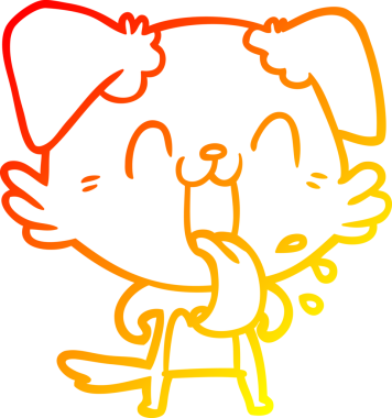 Bir insan tarafından çizilmiş çizgi film köpeğinin sıcak çizgi çizimi