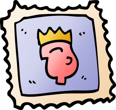 Bir insan tarafından çizilmiş kraliyet yüzlü karalama damgası.