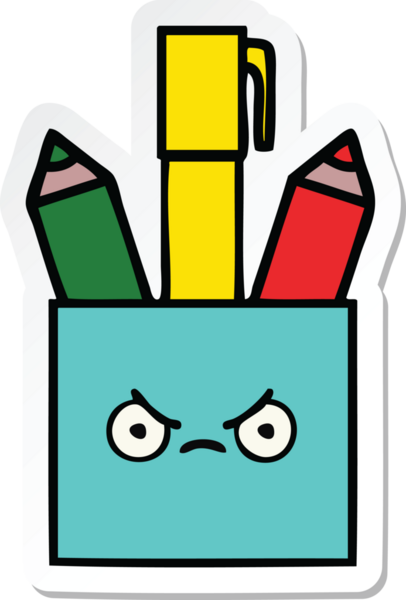 Bir insan tarafından çizilmiş şirin bir kalem kapının çıkartması.