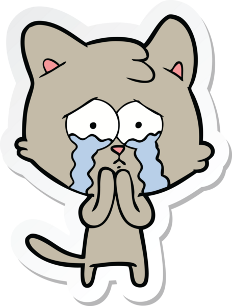 Bir insan tarafından çizilmiş çizgi film kedisinin çıkartması.