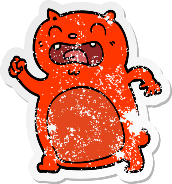 Bir insan tarafından çizilmiş karikatür bir kedinin sıkıntılı çıkartması.