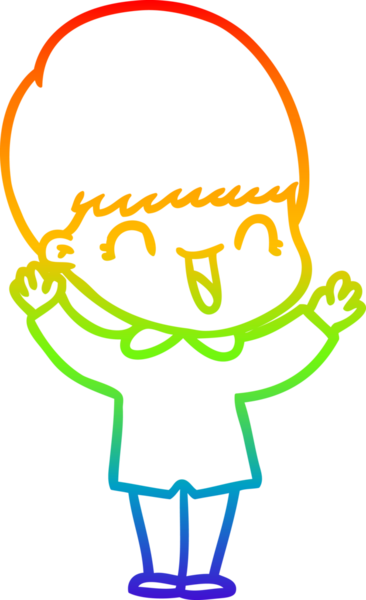 gökkuşağı gradyanı çizimi bir insan tarafından çizilmiş mutlu bir çizgi film çocuğu