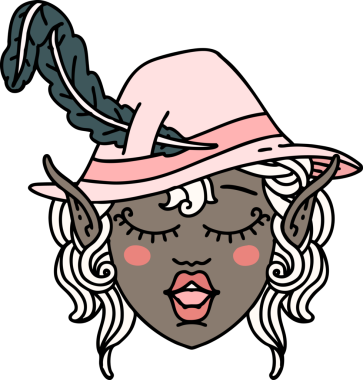 Retro Dövme Biçimi Elf karakter yüzü Bir insan tarafından çizilmiş