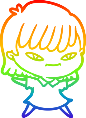 gökkuşağı gradyan çizimi bir insan tarafından çizilmiş bir karikatür kadın