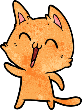 Mutlu çizgi film kedisi miyavlıyor bir insan tarafından