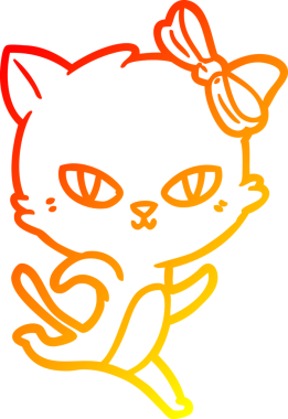 Bir insan tarafından çizilmiş sevimli bir çizgi film kedisinin sıcak çizgi çizgisi.