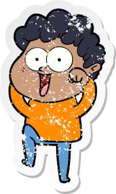 Bir insan tarafından çizilmiş mutlu bir adamın sıkıntılı çıkartması.