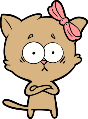 Bir insan tarafından çizilmiş çizgi film kedisi.