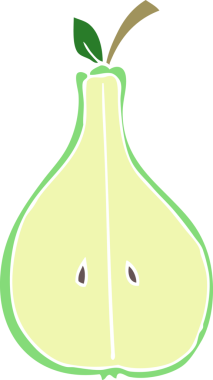 Bir insan tarafından çizilmiş yarım armutun düz renk çizimi