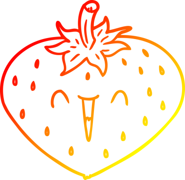 Bir insan tarafından çizilmiş mutlu bir çileğin sıcak çizgi çizimi