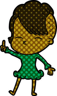 Bir insan tarafından çizilmiş şaşı çizgi film kızı.