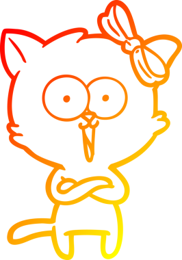 Bir insan tarafından çizilmiş çizgi film kedisinin sıcak çizgi çizimi