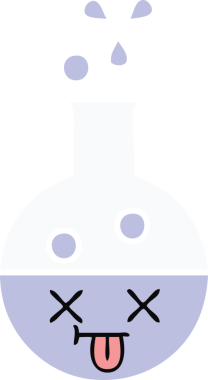 Bir insan tarafından çizilmiş bir test tüpünün düz renk retro karikatürü