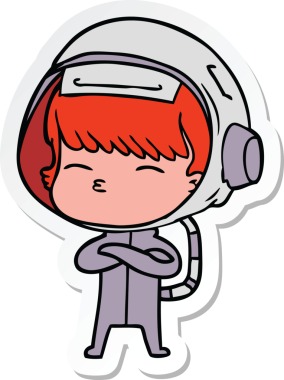 Bir insan tarafından çizilmiş meraklı bir astronotun çıkartması.