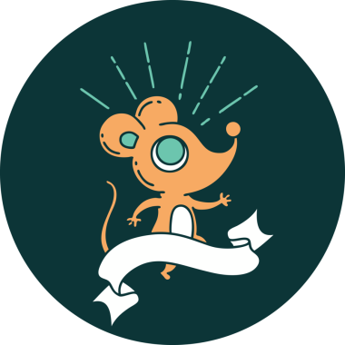 Bir insan tarafından çizilmiş dövme stili fare karakterinin simgesi