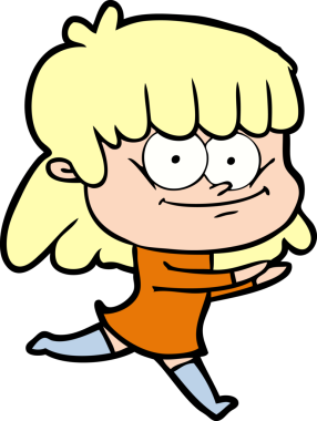 Bir insan tarafından çizilmiş gülümseyen bir kadın.