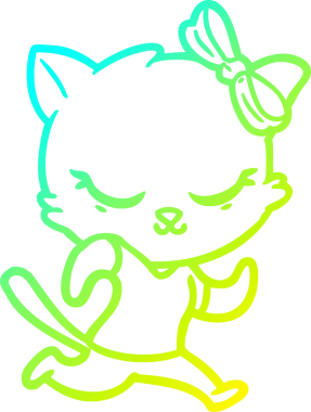 Bir insan tarafından çizilmiş bir çizgi film kedisinin soğuk gradyan çizimi