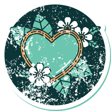 Bir insan tarafından çizilmiş botanik bir kalbin sembolik depresif dövmesi.