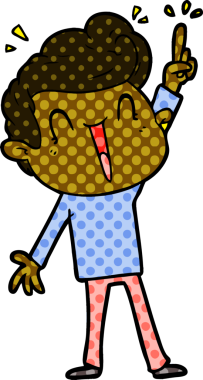 Bir insan tarafından çizilmiş heyecanlı bir çizgi film.