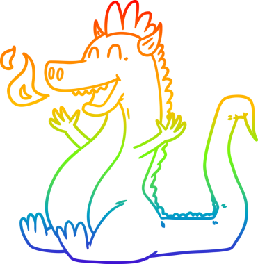 Bir insan tarafından çizilmiş mutlu ejderhanın çizimi.