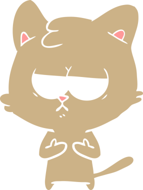 Sıkıcı düz renkli çizgi film kedisi bir insan tarafından çizildi