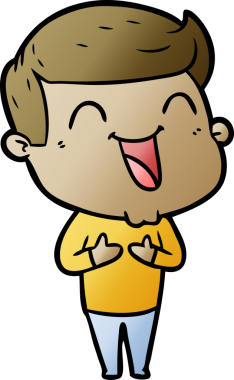 Bir insan tarafından çizilmiş gülen çizgi film adamı.