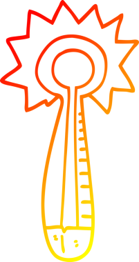 Bir insan tarafından çizilmiş bir karikatür tıbbi termometrenin sıcak gradyan çizimi