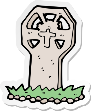 Bir insan tarafından çizilmiş ürkütücü bir karikatür çıkartması.