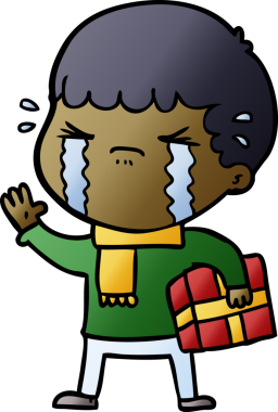 Bir insan tarafından çizilmiş ağlayan çizgi film adamı.