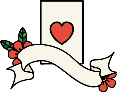 Bir insan tarafından çizilmiş kupa ası sancağıyla geleneksel dövme