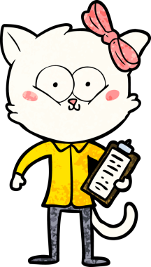 Bir insan tarafından çizilmiş çizgi film kedisi.