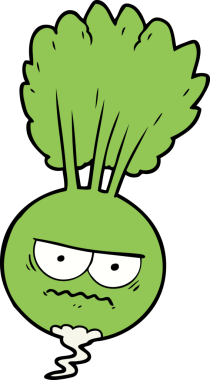 Bir insan tarafından çizilmiş karikatür kökü sebzesi