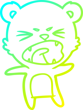 Bir insan tarafından çizilen kızgın çizgi film ayısının soğuk gradyan çizgisi.