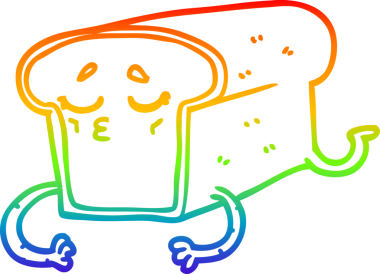 gökkuşağı gradyan çizgisi bir insan tarafından çizilmiş bir ekmek somunu