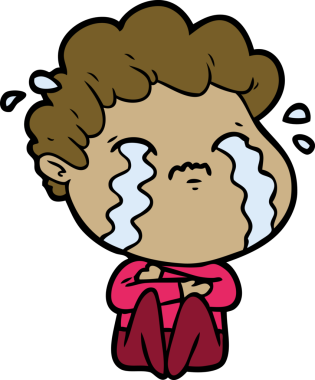 Bir insan tarafından çizilmiş ağlayan çizgi film adamı.