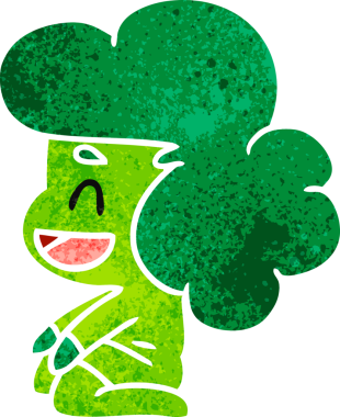 Bir insan tarafından çizilmiş Kawaii uzaylı bir kızın retro çizimi.