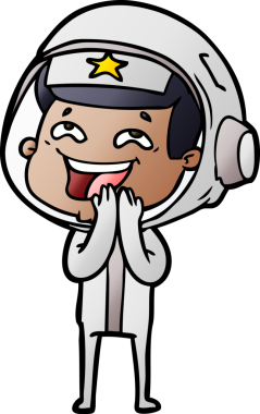 Bir insan tarafından çizilmiş gülen astronot çizgi filmi.