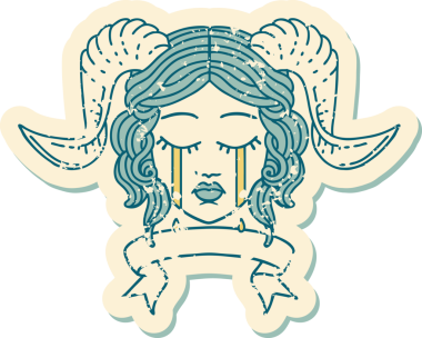 Retro Dövme Biçimi ağlama Bir insan tarafından çizilmiş parşömen pankartı ile kiremitlendirme