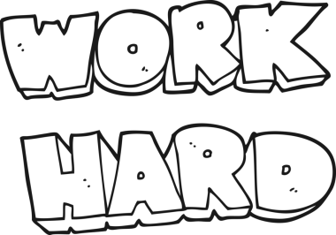 El yazısıyla çizilmiş siyah beyaz çizgi film bir insan tarafından çizilmiş sıkı çalışma sembolü