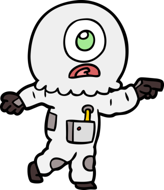 Çizgi film Tepegöz uzaylı uzay adamı bir insan tarafından çizilmiş.