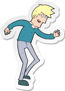 Bir insan tarafından çizilmiş mutlu bir adamın çizdiği karikatür çıkartması.