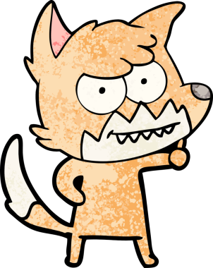 Bir insan tarafından çizilmiş sırıtan tilki çizgi filmi.