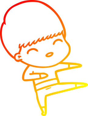 Bir insan tarafından çizilmiş mutlu çizgi film çocuğu çizimi.