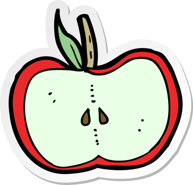 Çizgi film elmasının yarısı insan tarafından çizilmiş çıkartması.