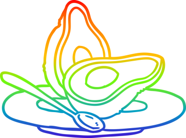 Bir insan tarafından çizilmiş yarım yamalak bir avokado çizimi.