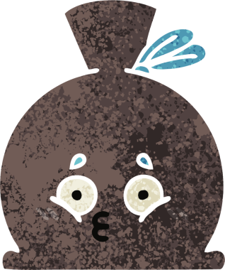 Bir insan tarafından çizilmiş bir çuvalın retro illüstrasyon tarzı karikatürü