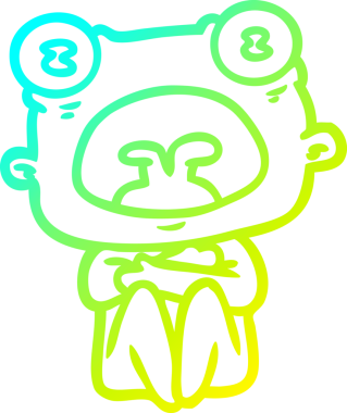 Bir insan tarafından çizilmiş garip bir uzaylı çizgi filminin soğuk gradyan çizimi.