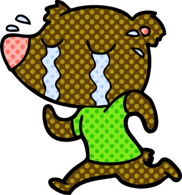 Bir insan tarafından çizilmiş ağlayan ayı çizgi filmi.