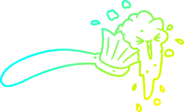 Bir insan tarafından çizilmiş diş fırçası ve diş macununun soğuk gradyan çizimi